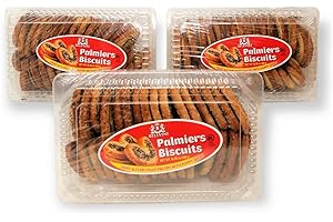 Belevini Palmiers Biscuits Light and Flaky Puff Pastry with Poppy Seeds 300g/10.58 Oz, Kosher, Tasty and Sweet Biscuits with Crunchy Texture (Pack of 3)