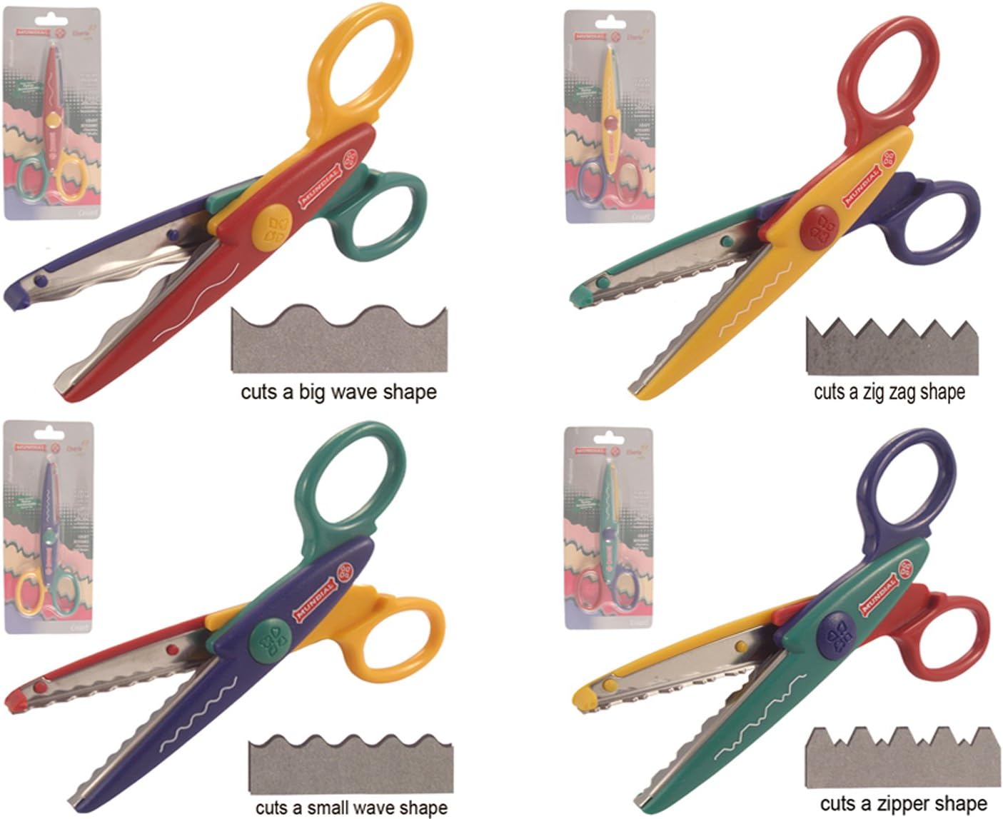 Mundial 5" Craft Scissors, Set of 12 Scissors (3 Sets of 4 Designs)