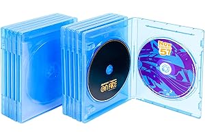 BOATISLE Double 2-Disc Blu-Ray Cases, Blu-ray/DVD/CD Multi Case 2 Tray 10mm Replacement Box, Discs Holder Blue Transparent with Outer Clear Sleeve (10 Pack)