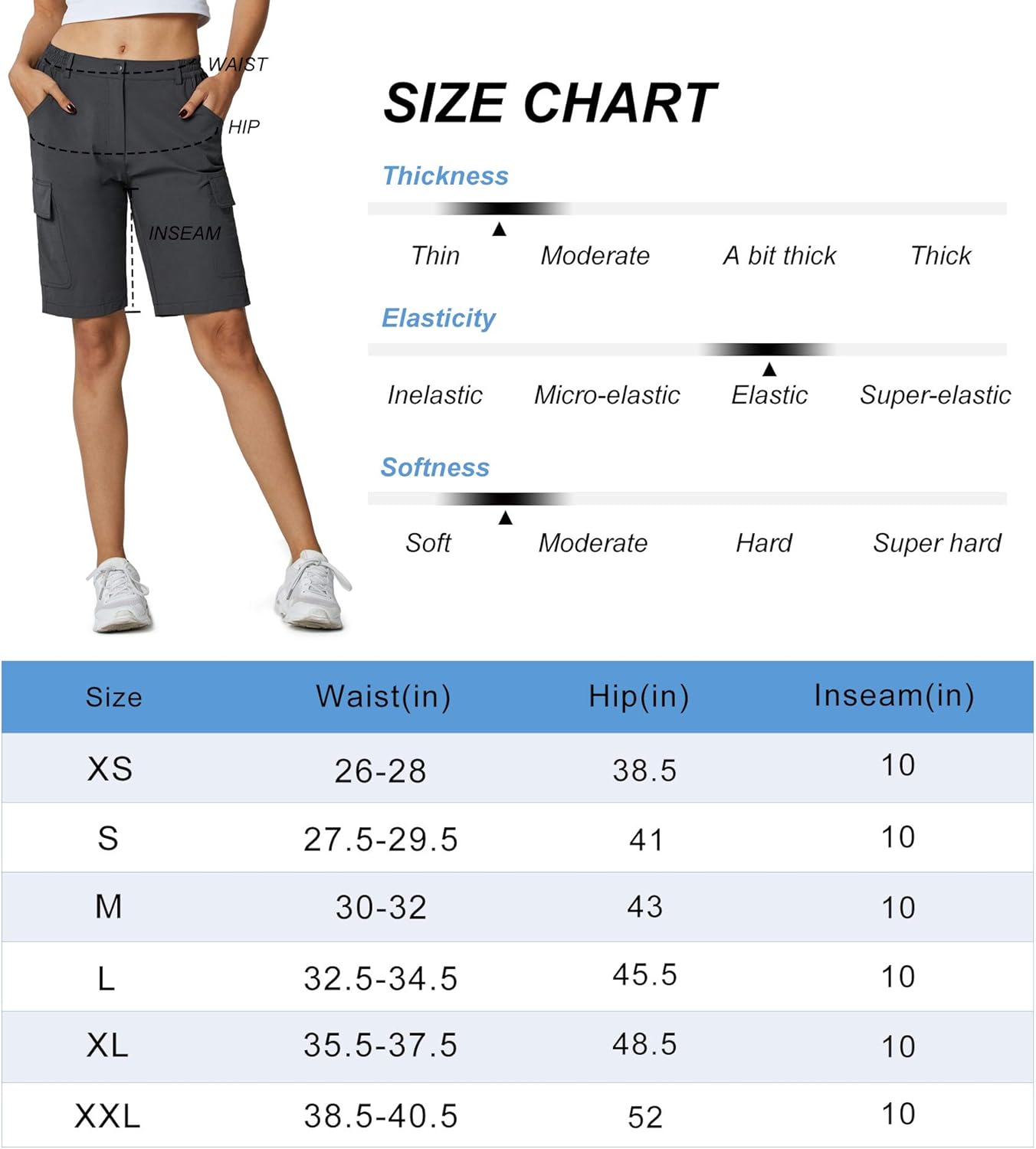 MASKERT Women's Quick Dry Hiking Shorts Lightweight Cargo Shorts Water Resistant Summer Outdoor Travel Camping: Clothing