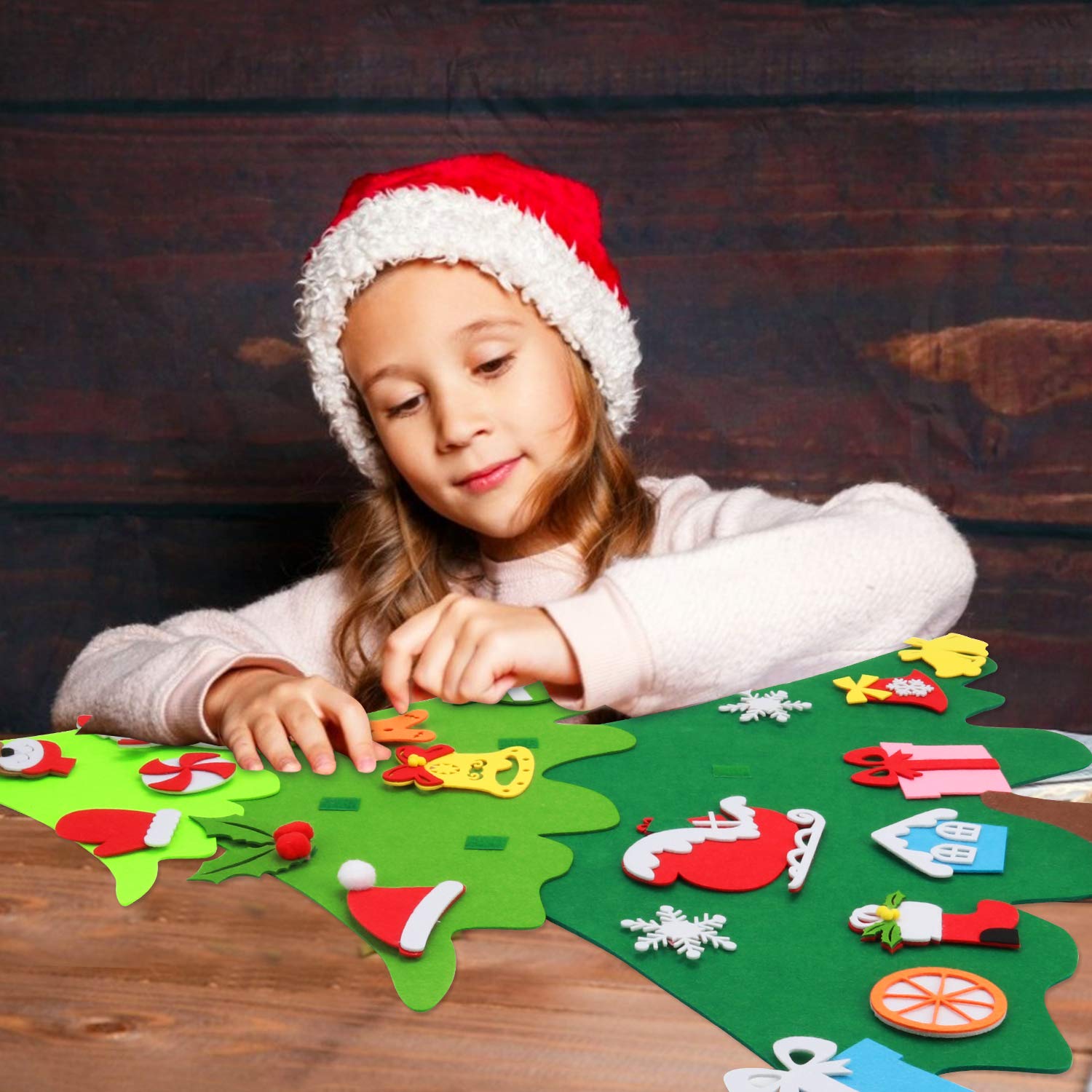 Joyibay Filz Weihnachtsbaum Kinder, DIY Filz Weihnachtsbaum 3.2 FT Dekoration Weihnachtsbaum aus Filz Ornamenten Weihnachten Set Ornamenten Hängenden Seil Für Home Tür Wand Dekoration