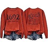 1692 They Missed One Halloween Shirts for Women Salem Witch Long Sleeve Shirt Halloween Hocus Pocus Pullover Tops