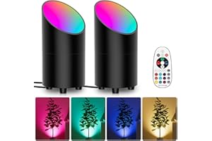 Onforu 7W RGBW Floor Can Light, Color Changing Up Lights Indoor with Foot Switch Spotlight 2700K Uplighting Indoor Uplights for Plant Corner 2 Pack