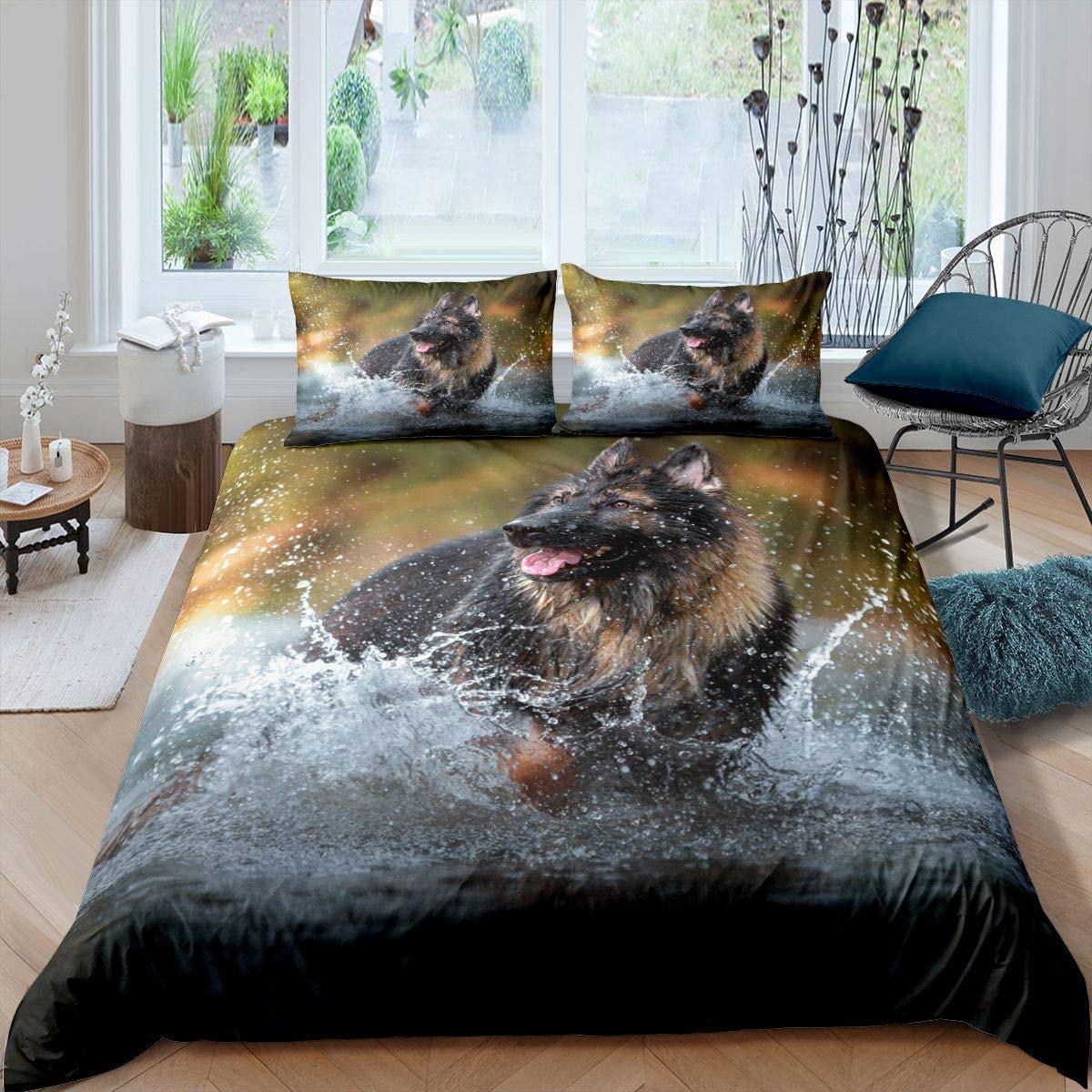 Homemissing Dog Duvet Cover German Shepherd Comforter Cover Cute Pet Dog Bedding Set For Kids Adults 3D Animal Bedding & Linen Ultra Soft King Zipper