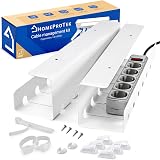 Cable Management Tray Under Desk x2 White Steel Wire Holder Easy view 1