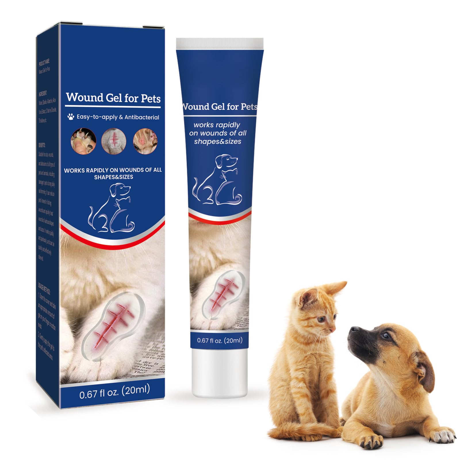 Rakiuty Pet Wound Care Gel,Pet Liquid Bandage,Liquid-Bandage for Pet Wound Care Gel,Waterproof Protective Wound Healing Gel Wound for Dogs,Cats & Other Pets 20ml
