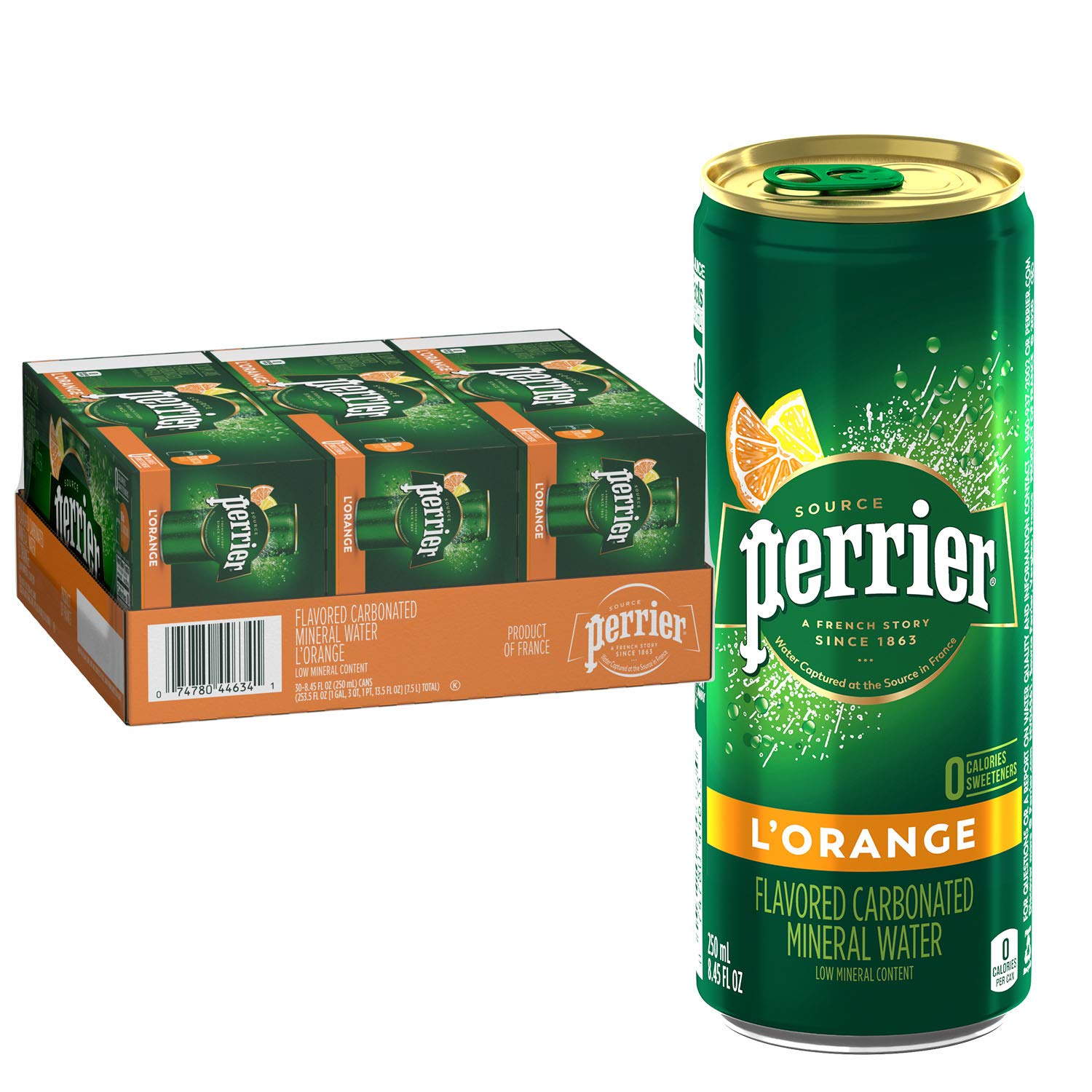 Perrier L'Orange Flavored Carbonated Mineral Water (Lemon Orange Flavor