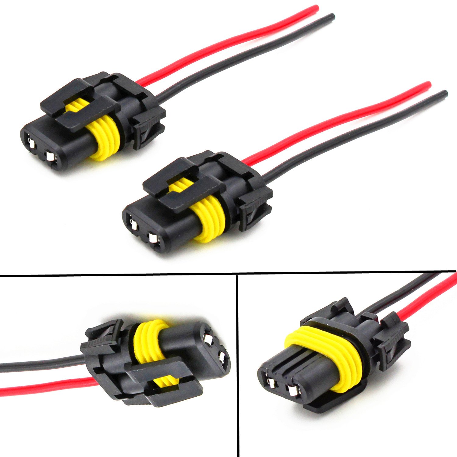 2x Universal 9005/9006 H10 Adapter Wiring Harness Socket For Headlight