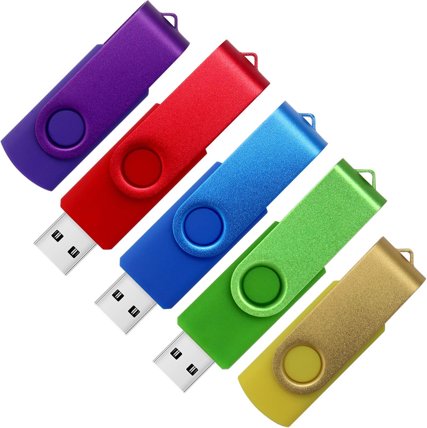 SumDuta 5pcs 8GB U-Disk USB Flash Drive Swivel Design 8GB USB 2.0 Flash Memory Stick Pen Drive Mixed Colors: Purple Green Blue Red Gold