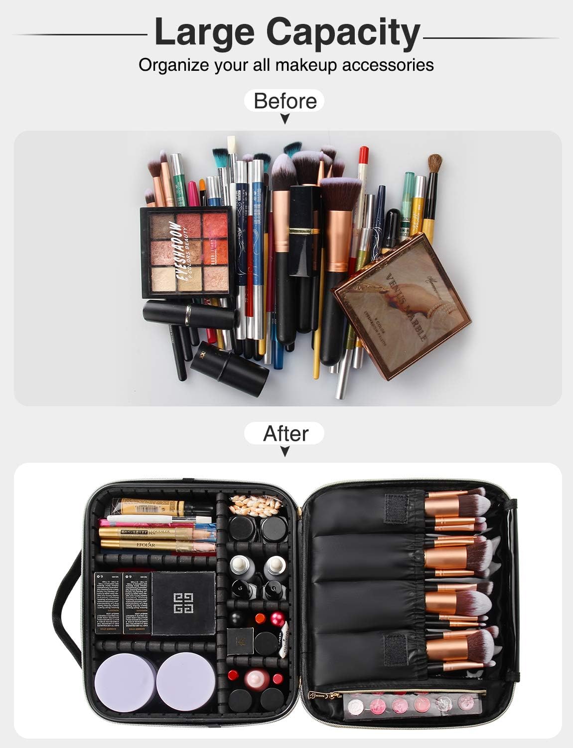 MONSTINA Makeup Train Cases Professional Travel Makeup Bag Cosmetic Cases Organizer Portable Storage Bag for Cosmetics Makeup Brushes Toiletry Travel Accessories : Beauty