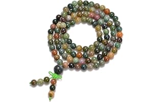 AD Beads 6mm Natural Healing Gemstones Buddhist 108 Prayer Mala Stretchy Bracelet Necklace