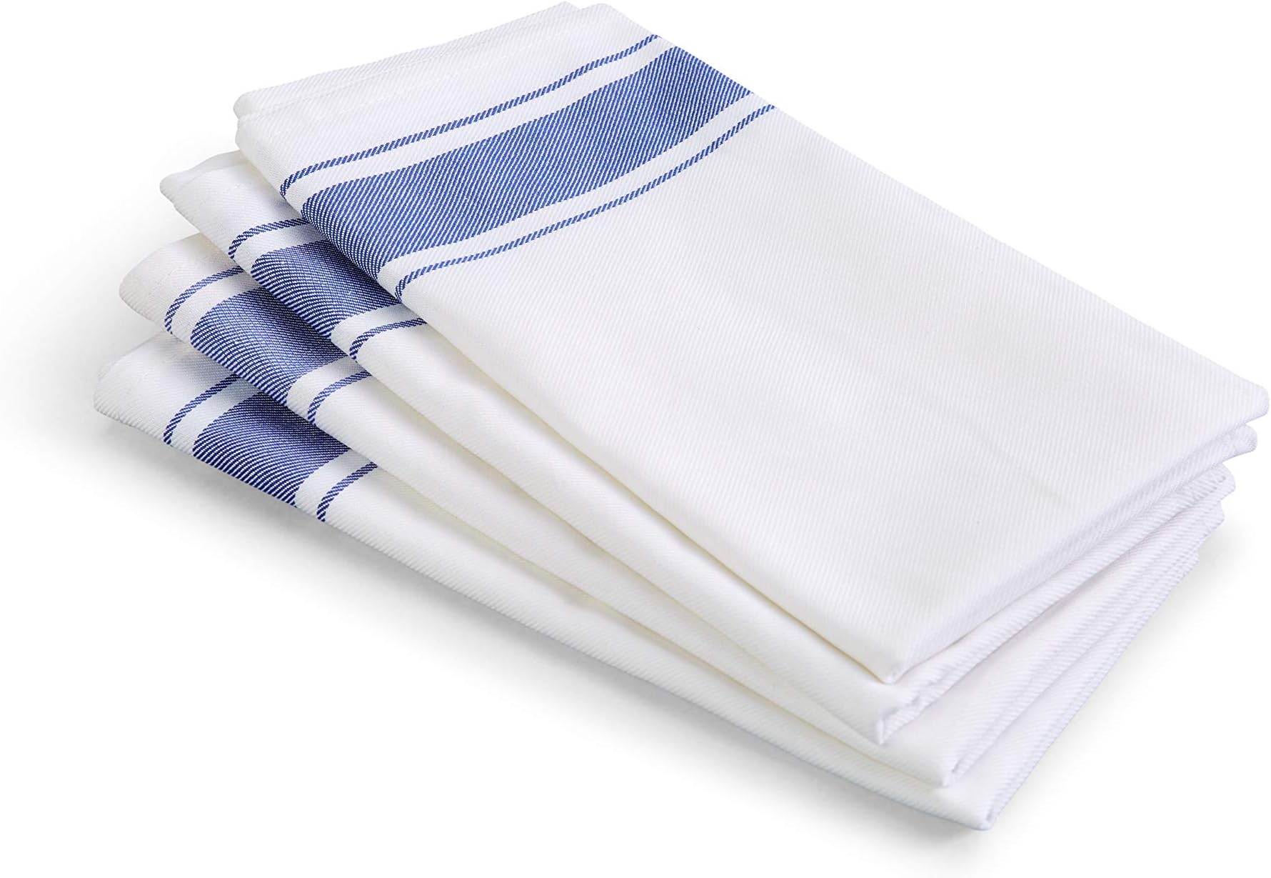 Kozy Kitchen Bistro Stripe Napkins, 100% Cotton 20-Inch by 20-Inch Napkin, Blue Or Pink Stripe Cloth Napkin (Blue, 4)