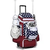 KAVIGOR Catchers Gear Bag with Wheels, 90L Rolling Baseball/Softball Bag Holds 2 Sets of Gear with Glove Compartment, Helmet Holder & Shoe Compartment