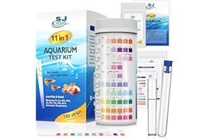 11 in 1 Aquarium Test Strips - Fish Tank Water Testing Kit with Ammonia Test Strips for Fish Tank (150 Strips) & eBook | Incl