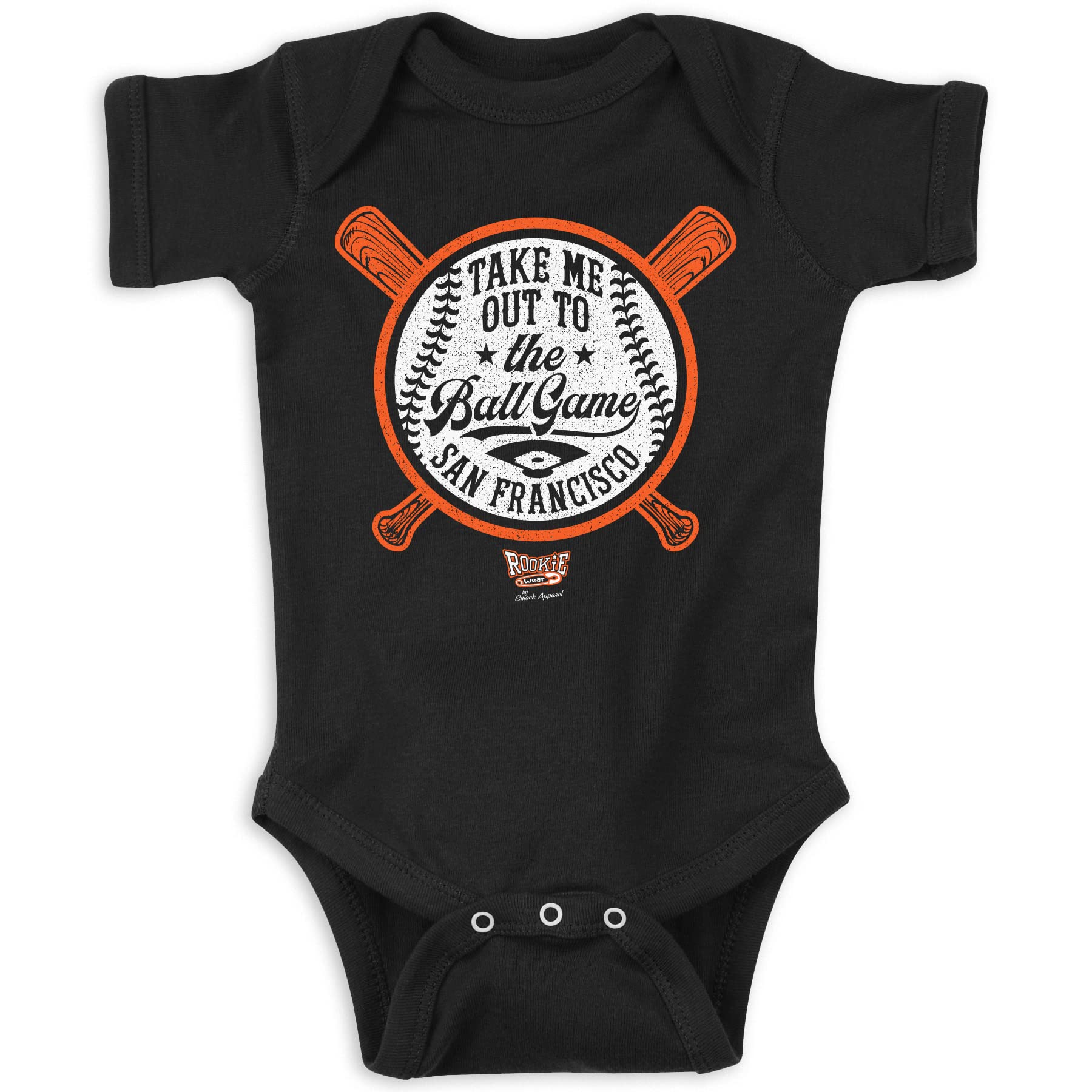 Photo 1 of Take Me Out to The Ball Game Baby Apparel for San Francisco Baseball Fans (NB-18M) (Black Onesie, 6 Months)
