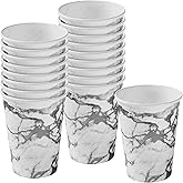 SILVER SPOONS 18 Pack 9 Oz. - Elegant Disposable Coffee Cups - Drinking Hot Cups For Coffee, Tea, Hot Chocolate & All Sort Of Beverages, Paper Coffee Cups, For Home, Coffee Shop, Marble Design- Silver