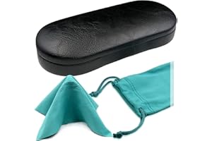 MyEyeglassCase Hard Glasses case - Small Chic Sunglasses with easy opening lip - Women Eyeglass w/Drawstring Pouch & Cloth
