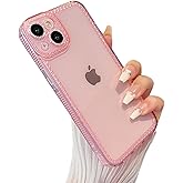 ZTOFERA Designed for iPhone 13 6.1 inch,Cute Clear Case for Women Girls,Sparkly Glitter Bling Flexible Soft TPU Silicone Bumper Protective Cover for iPhone 13,Pink