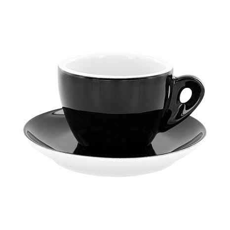 Cappuccinotassen extra dickwandig »Latteccino Nero«, schwarz/weiß aus Porzellan, 6 Stück