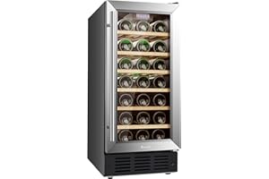 SMETA 15 INCH Wine Cooler Refrigerator Cabinet Mini Beer Cellar Built In, 30 Bottles, Black