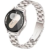 Melyis Slim Stainless Steel Band for Samsung Galaxy Watch 7 Band 6 5 4, Metal 20mm Strap for Samsung Watch Bands 40mm 44mm, Women Strap fits Galaxy Watch 6 Classic/5 Pro/4 Classic/Active 2-Starlight