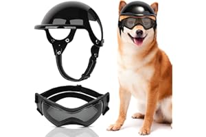 SlowTon Dog Helmet and Goggles Medium - UV Protection Doggy Sunglasses Dog Glasses Pet Hat Motorcycle Helmets with Ear Holes,