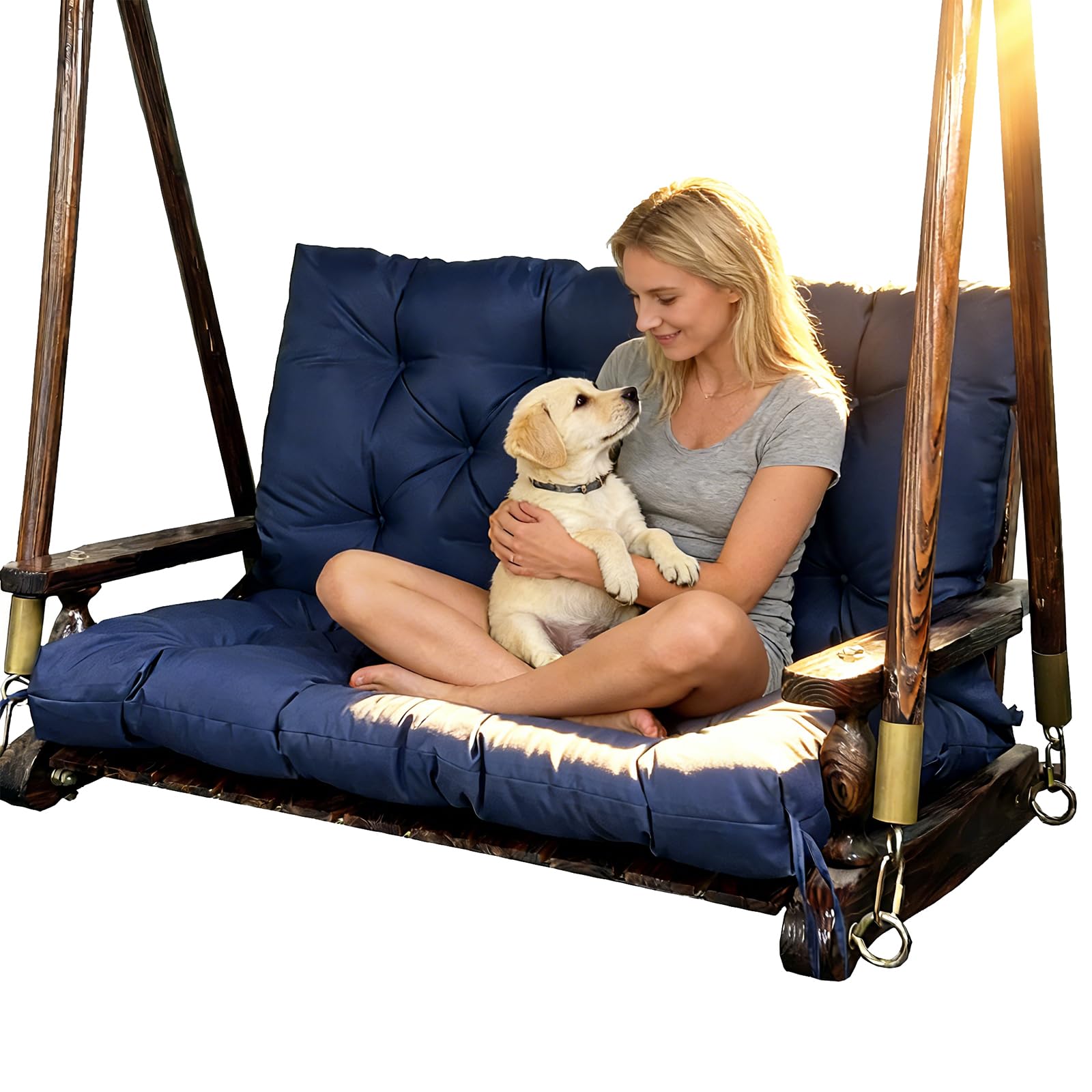 Photo 1 of GRUYWC Porch Replacement Swing Cushions for Outdoor: 2-3 Seater Garden Waterproof Patio Bench Cushion with Ties - 4" Thick Swing Chair Cushion for Backyard Furniture Loveseat