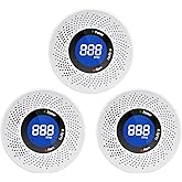 Carbon Monoxide Detectors, Travel Carbon Monoxide Detector Battery,Replaceable Battery Operated CO Detector Alarm with Digital Display for Warehouse, Kitchen, Restaurant,Hotel, Garage, 3 Packs