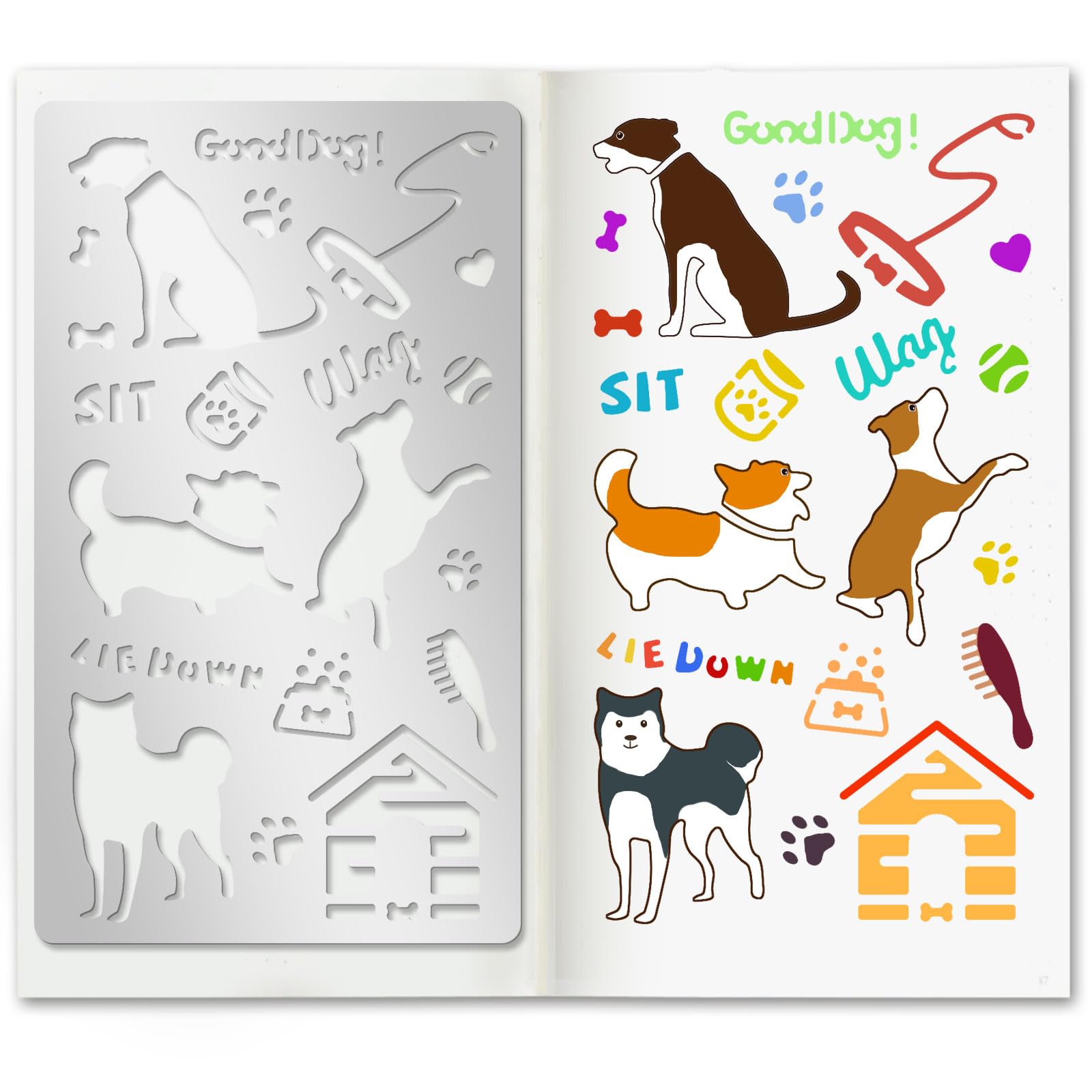ORIGACH 10 x 17 CM Metal Dog Stencil Pet Dog House Painting Pyrography Stencils Template for Wood Carving, Drawings and Woodburning, Engraving and Scrapbooking Project