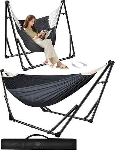 Anyoo Hammock & Hanging Chair with Foldable Stand Dual Use
