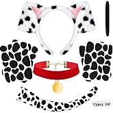 Matiniy 101 Days of School Dalmatian Costume Include Dog Ear Headband Velvet Choker Tail and Felt Stickers for Party Dress Up