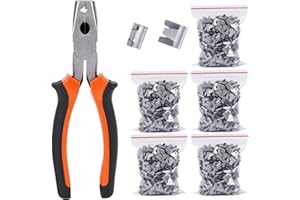 KHEARPSL Wire Cage Clips and Pliers, Hog Ring Pliers Kit Fencing Pliers Pet Dog Rabbit Chicken Cage Bulding Clips Fasteners J-Clips Pliers Metal Cage Building Supplies