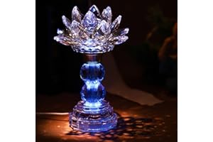 TENGFENG LED Crystal Lotus Lamp – USB Powered Gradient Buddha Light for Worship, Prayer and Display, Crystal Lotus Flower Light for Bedroom, Buddhist Supplies,Shrine,Meditation Room 8.3’’