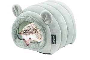 MRTIOO Cute Cave Bed Nest Hideout, Small Animals Warm House Cage Supplies, for Hedgehog Guinea Pig Hamster, Machine Washable (Cute Grey)