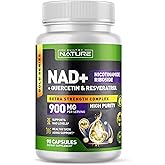 Built by Nature NAD Supplement – NAD+ Nicotinamide Riboside with Resveratrol & Quercetin 900mg Formula – NMN Alternative Supplement for Energy, Cellular Health & Anti-Aging – 90 Capsules