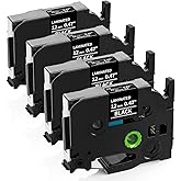 Labelife Label Maker Tape Black Replacement for Brother TZe-335 TZe335 P Touch Label Tape White on Black TZe TZ 12mm 0.47 Laminated for Brother PT-D210 PT-D220 PT-H110 PT-D400 PT-D600, 4-Pack