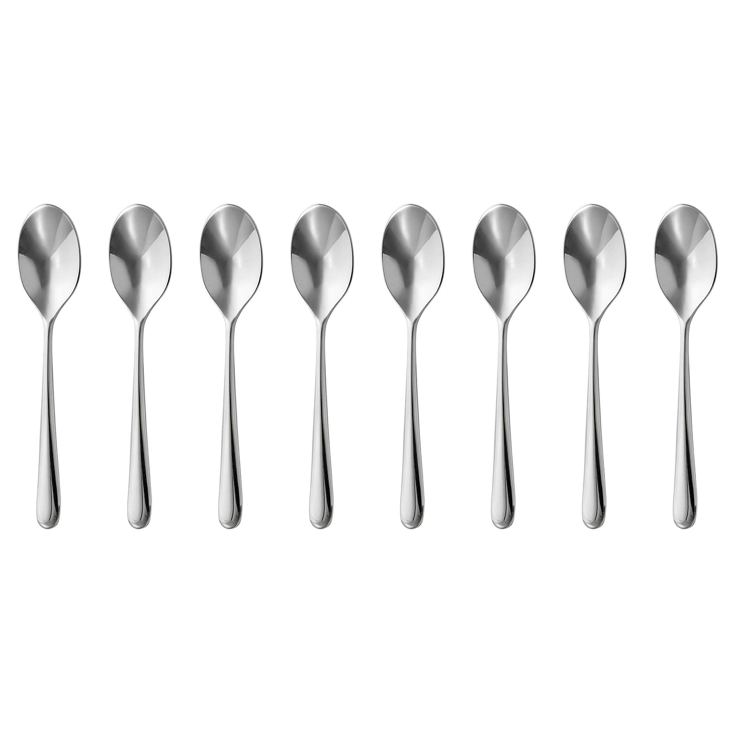 Robert Welch Kingham Bright Small Coffee/Espresso Spoon, Set of 8. Suitable for Espresso, Small Coffee. Made from Stainless Steel. Dishwasher Safe.