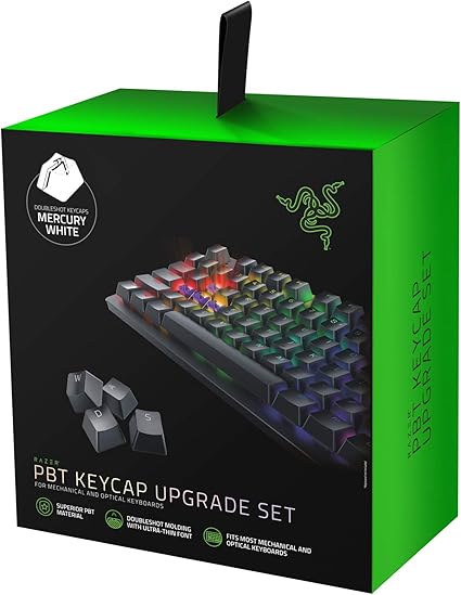 Amazon Co Jp Razer Pbt Keycap Mercury White Us ゲーミングキーキャップ メカニカルキーボード交換用 ホワイト 二色成型 Pbt フルキー対応 日本正規代理店保証品 家電 カメラ