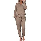 Becotal Womens Pajama Sets Waffle Knit 2 Piece Lounge Sets Sleepwear Loungewear Pjs Long Sleeve Maternity Postpartum Pajamas