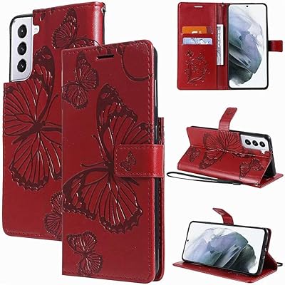Buy Meupzzk Wallet Case For Samsung Galaxy S21 S21 Plus Embossed Butterfly Premium Pu Leather Folio Flip Kickstand Card Slots Wrist Strap 6 7 Inch Phone Cover For Samsung S21 Plus B Red Online In Turkey B092mvznvv