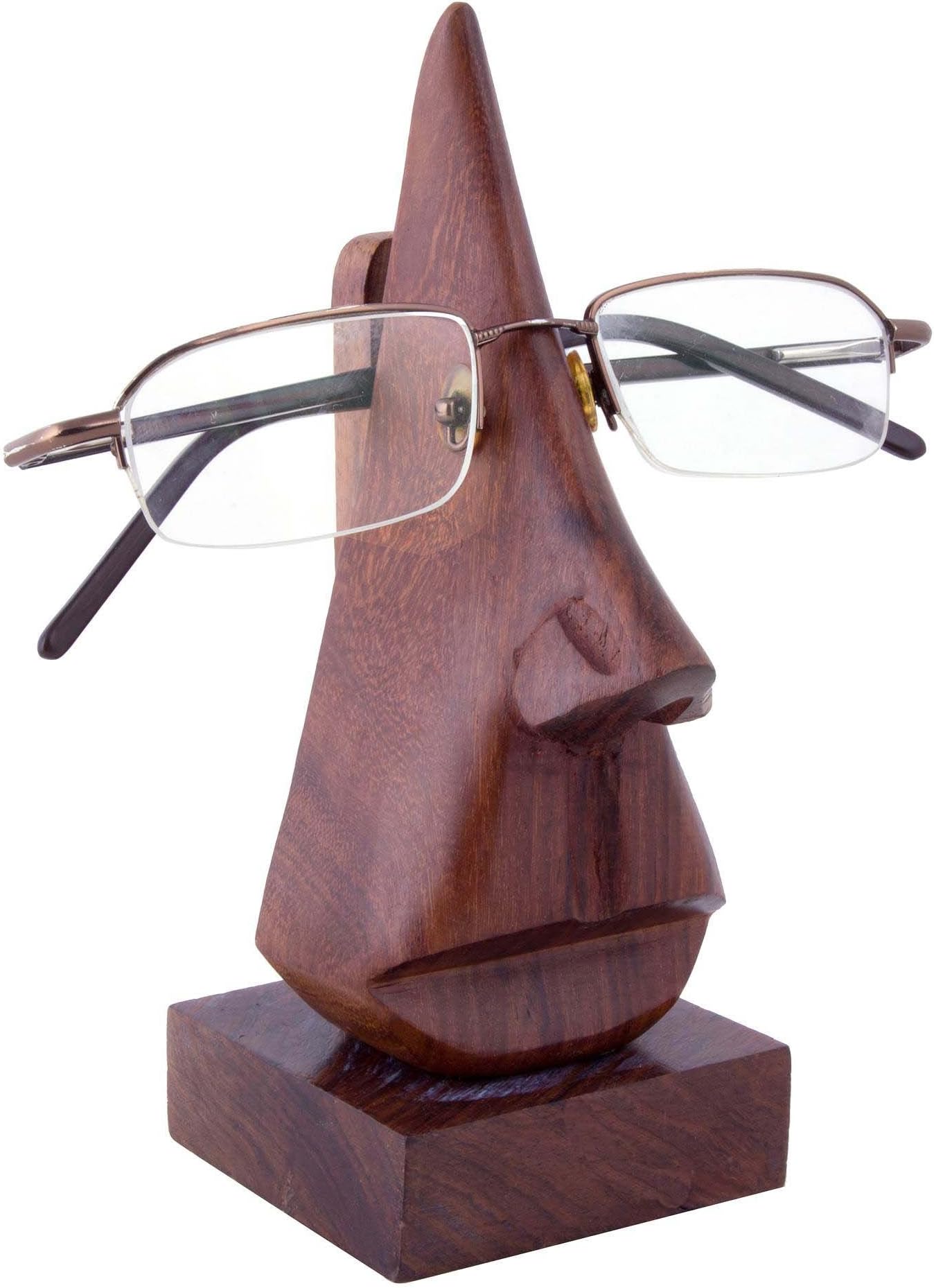 Chirstmas Sale -Craft Art India Handmade Wooden Nose Shaped Spectacle Holder /Stand