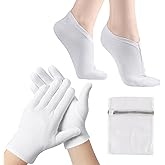 BESSLEE 12 Pairs Cotton Moisturizing Gloves and Socks Set (1 Washing Bag Included), Dry Hands Feet Overnight Lotion SPA Treat