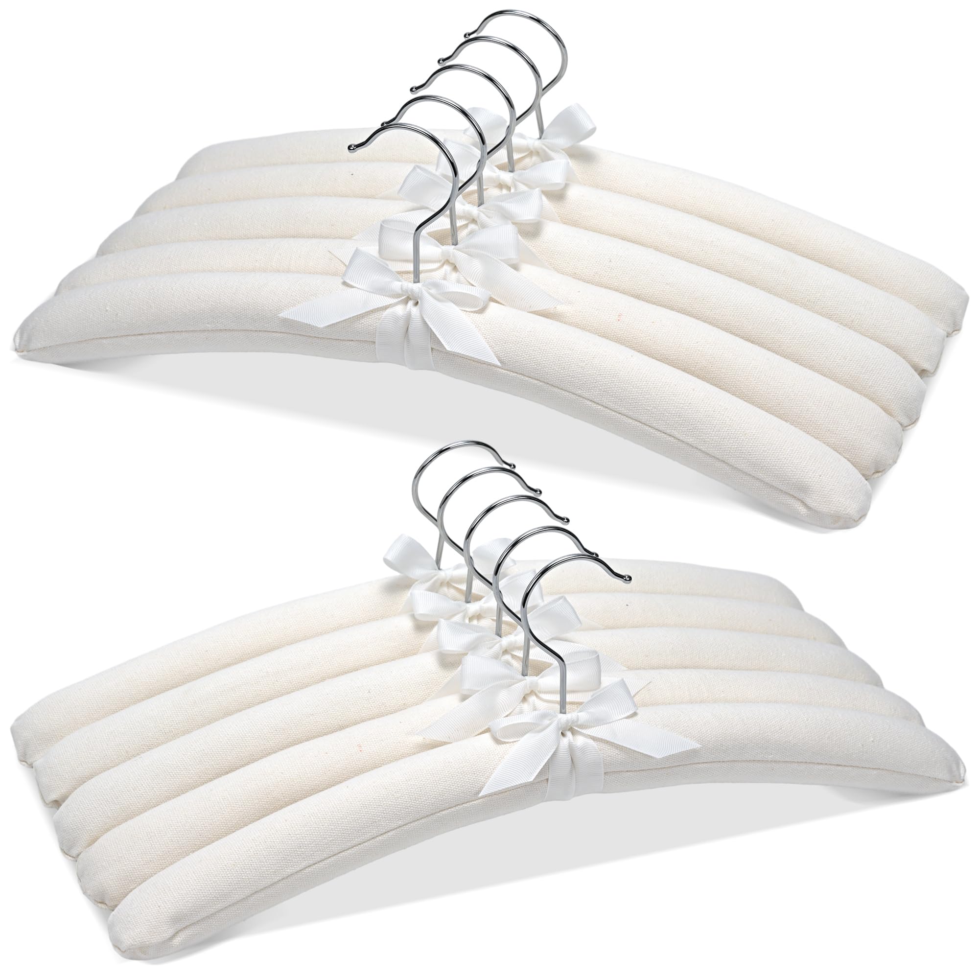 Photo 1 of JS HANGER Padded Hangers - 17 Inch Extra Large Heavy Duty Cotton Covered Coat Hangers No Shoulder Bump for Women Clothes, Sweaters, Dresses, Clothing, Weddings, Lingerie Pack of 10, Cream White