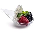 DLux 100 4-in Tear Drop Mini Appetizer Plates, Reusable Clear Plastic Spoons - Desserts and Appetizers Dishes Serving Plate -