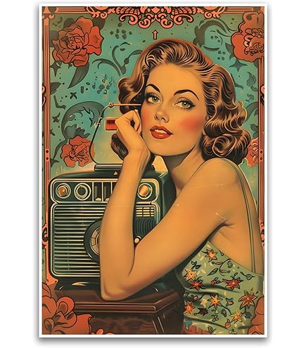 Amazon.com: Vintage Retro Pin-Up Girl Poster - Classic 1950s Style