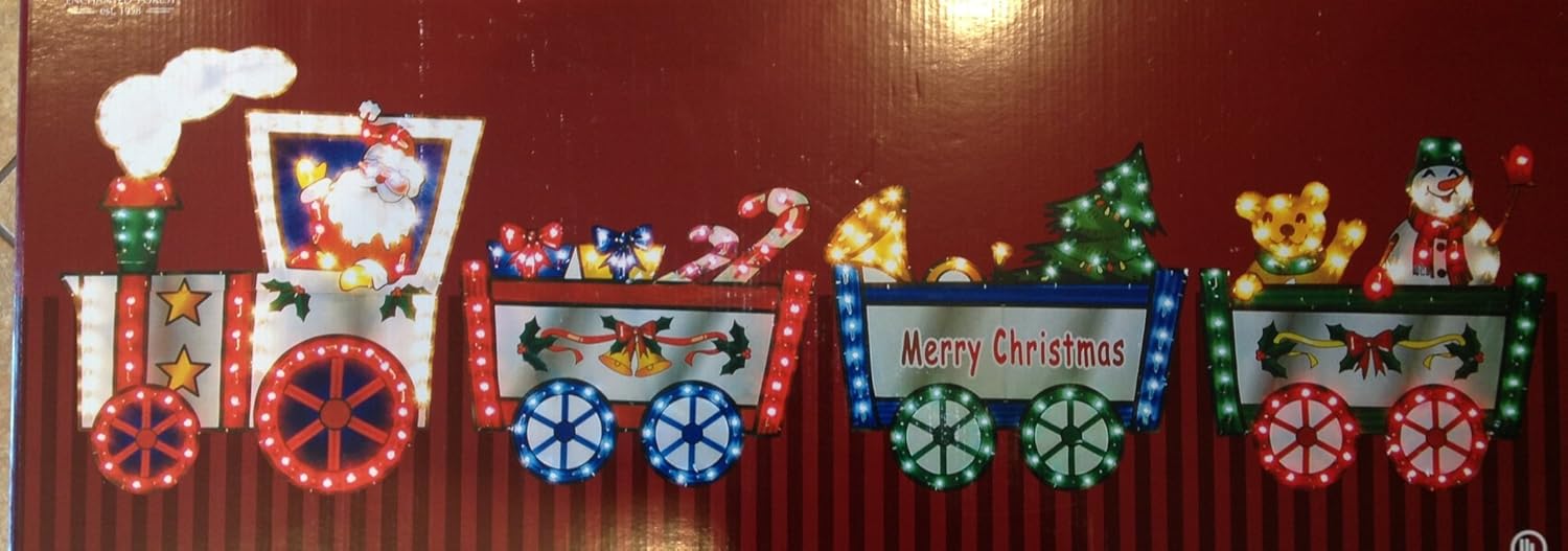 118 H X 36 H Lighted Merry Christmas Train With Santa Driver