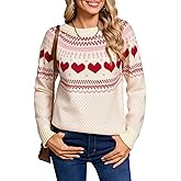 shermie Women's Fair Isle Pullover Sweaters Long Sleeve Crew Neck Loose Casual Knit Sweater