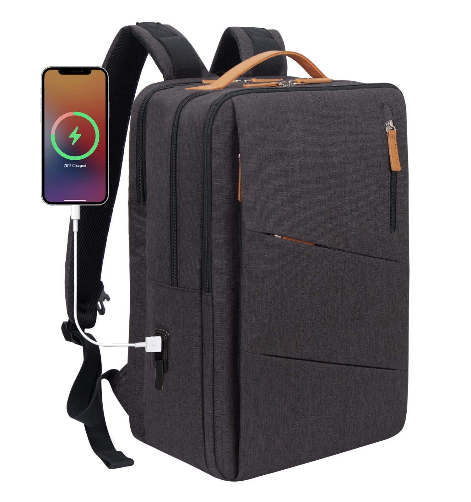 Hp hope Laptop Backpack for Women Travel, Durable Backpacks Carry On, with USB Charging Port, Fits 15.6 Inch Laptop, Waterproof, Resistant Luggage Business Weekender Bag, Blackplus