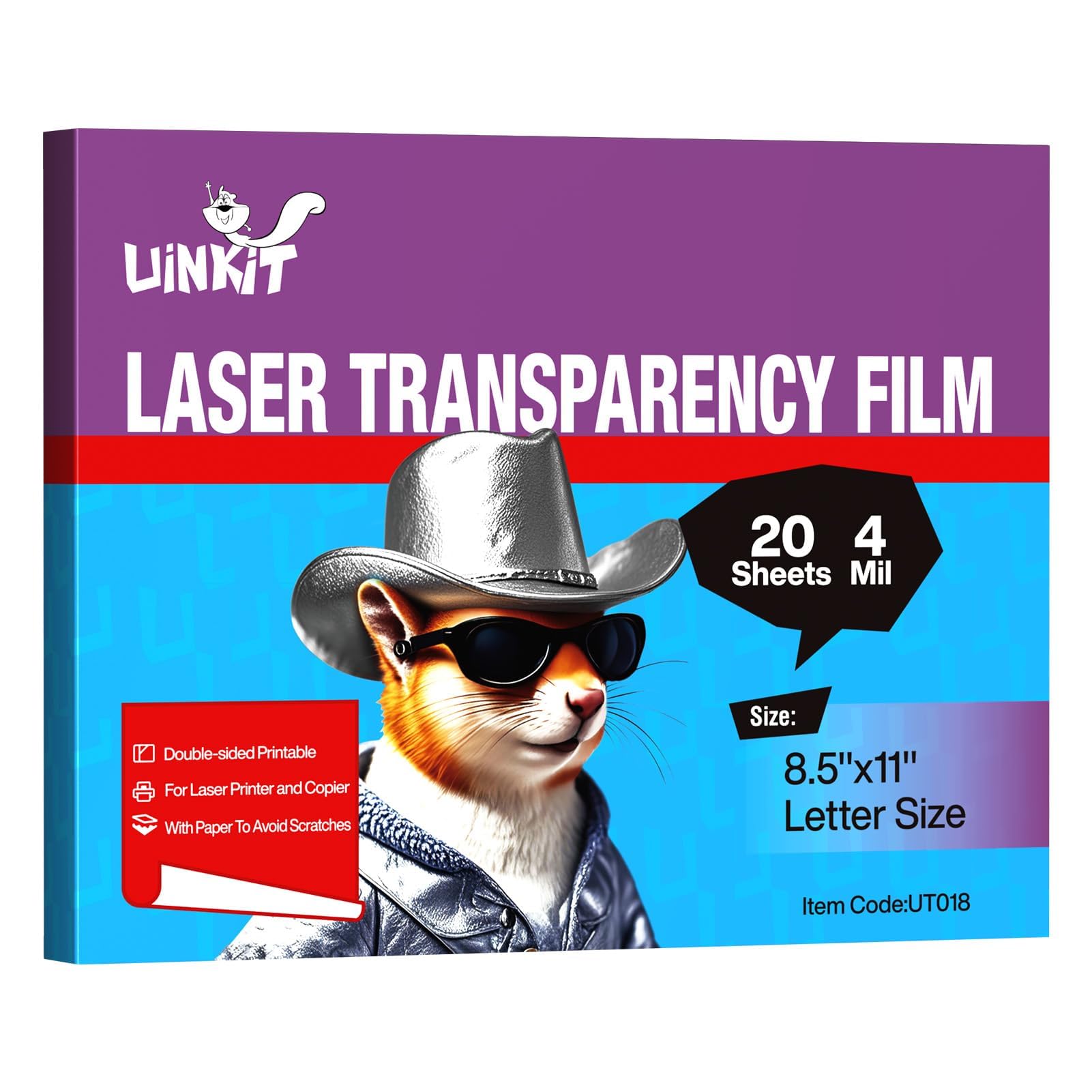 Photo 1 of Uinkit 20 Sheets Laser Transparency Film 8.5x11 Color Transparent Paper OHP Clear Overhead Projector Film 8.5x11" for Laser Jet Printer Copier Copy Copies Photo Transparent Film A4 Letter Size (20)