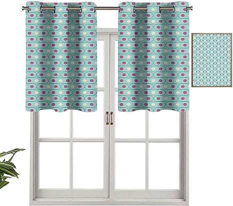 Cortinas pequeñas para ventana de cocina con cenefas ovaladas con